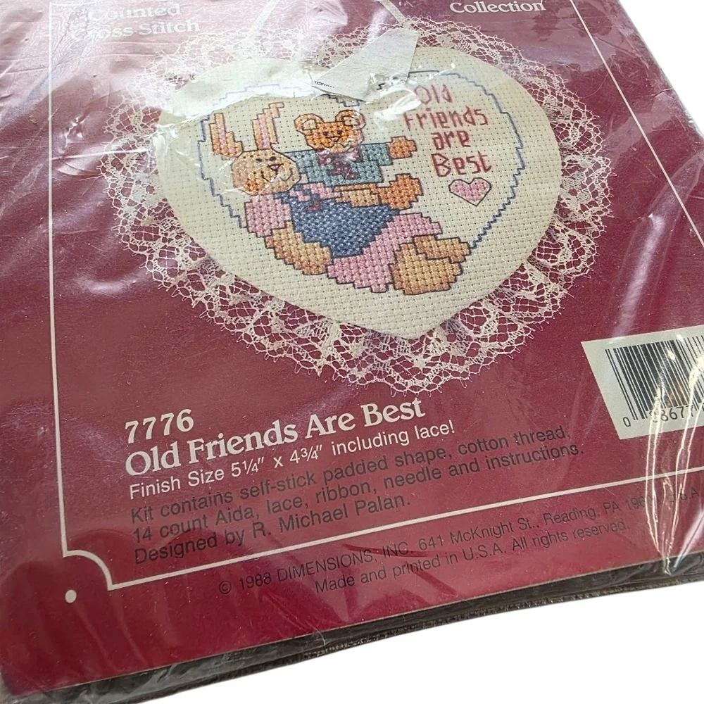 Vintage 1998 Stitchables Cross Stitch Craft Kit Old Friends Are Best Friend Gift